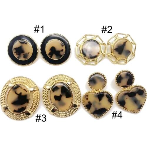 Leopard Print Resin Alloy Geometric Clip Earring For Women
