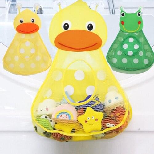 Bathroom Bathing Baby Water Toys Cute Cartoon Storage Bag Baby Children Bathing Toys Storage Mesh Belt Powerful Suction Cup