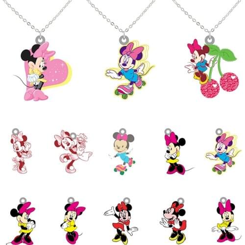 Disney Classic Animation Character Minnie Mickey Mouse Necklace Epoxy Resin Pendant Accessories Jewelry Necklace Fashion Trend