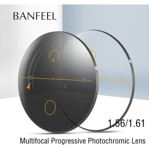 BANFEEL 1.56 1.61 Index Multi Focus Progressive Lens Photochromic Resin Lens CR-39 Prescription Myopia Presbyopia Eyeglasses