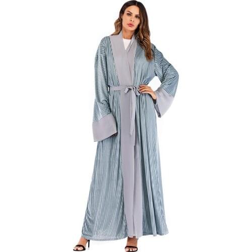 Muslim Embroidery Abaya Arab Islamic Turkish Dress UAE Maxi Dress Cardigan Tunic Long Robe Gowns Kimono Ramadan Worship Service