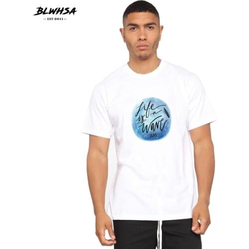BLWHSA Watercolor Surf Printing T Shirt Men Casual Short sleeve Summer Cool T-shirt Funny Design Surf Printed Plus Size Clothing