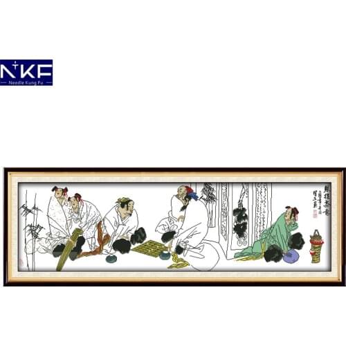 GG Piano Chess and Tea Art Cross Stitch Kits Embroidery Counting Pattern Needlework Cross Stitch Cotton Threads with Cross Set