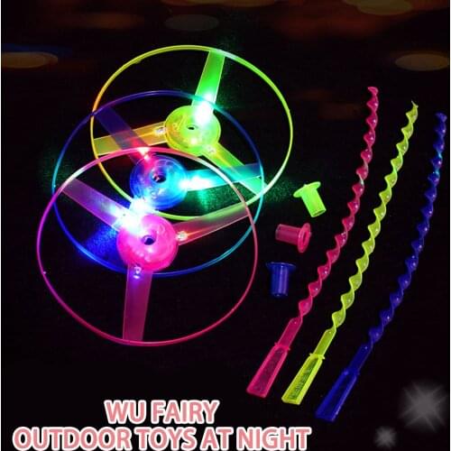 Flying Disc Launcher Toys Set of 20 Disk Shooter Sets with Saucer Gun Spinning Disk Luminous Toys Super Fun Outdoor Flying Toys