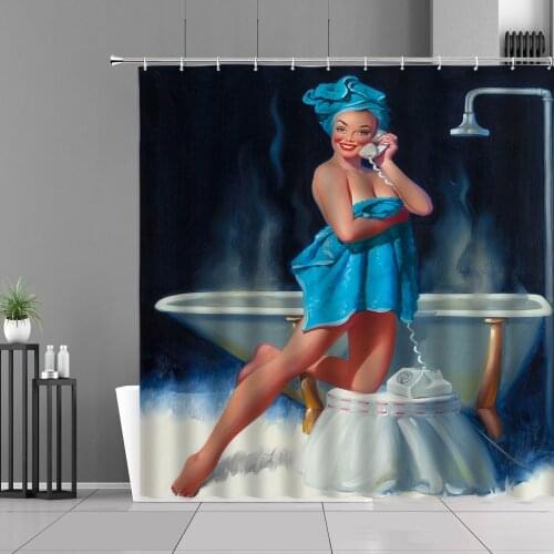 Shower Curtain Printing Sexy Beauty 3D Print Shower Curtains Bathroom Curtain Polyester Bathtub Screen With Hook Home Decoration