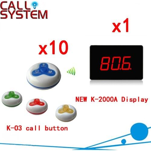 Restaurant Wireless Service Call Waiter System Wireless Electronic Voice Durable Pager( 1 display+10 call button )