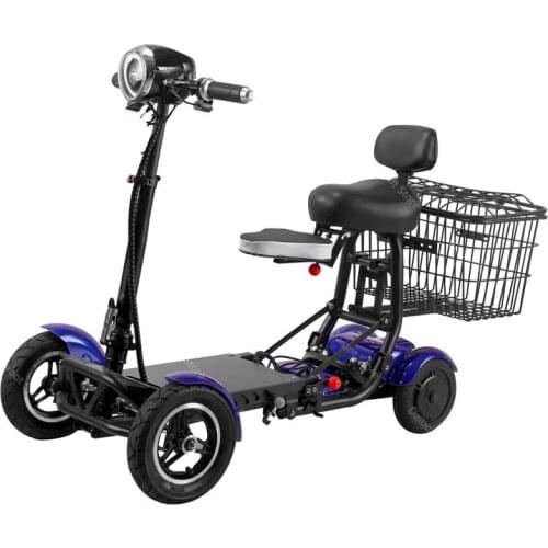 Double Drive Folding Electric Scooter Storage Basket 4 Wheels Electric Bicycles 250W 36V 15.6Ah Portable Electric Bikes Adults