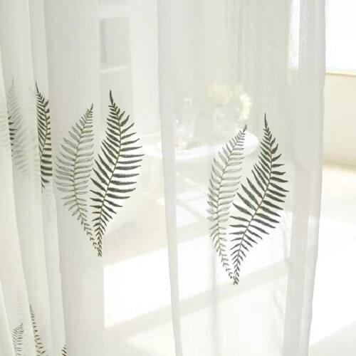 Modern and Simple Wild Embroidery Tulle Custom Curtain for Bedroom and Living Room Balcony Translucidus (Shading Rate 1%-40%)