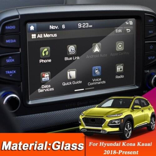 Car Styling GPS Navigation Screen Glass Protective Film Sticker For Hyundai KONA KAUAI 2018-Present Dashboard Display Film TPU