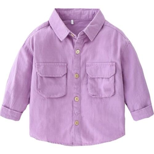 Tou Baby boy Long sleeve Button-Down Shirts Toddler baby Solid Dress Shirts Kids tops  Children clothes cotton 3y 4y 5y 6y 7