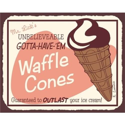 Waffle Cones Vintage Metal Art Ice Cream Shop Vintage Tin Sign
