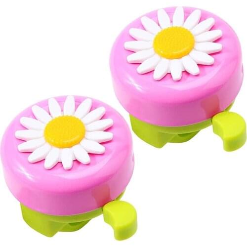 YXTC Kids Bike Bell, 2 Packs of Bicycle Bells for Girls, Multi-Color Aluminium Daisy Flower for 22mm Diameter Handle Bar