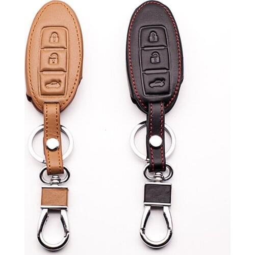 High-quality car leather remote control car key cover for Nissan Tiida Livina X-Trail T31 T32 Qashqai Teana three 3 buttons