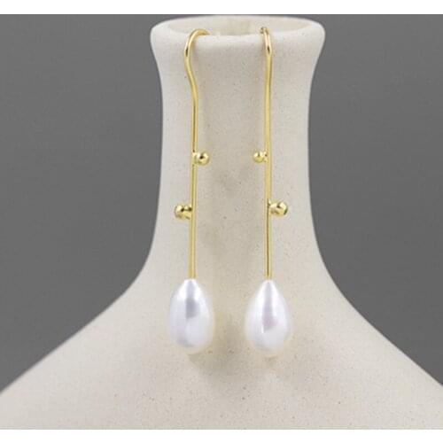 S.EAST SUN 925 Sterling Silver Handmade freshwater natural pearl jewelry earrings are suitable for womens wedding party gifts