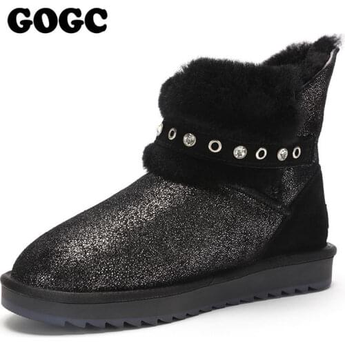 GOGC Women Boots Ultralight Winter Shoes Women Ankle Botas Mujer Waterpoor Snow Boots Female Slip On Flat Casual Shoes Plush Foo