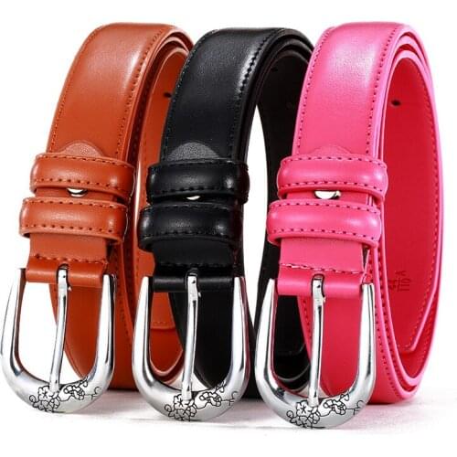 Pin-and-buckle print womens decorative belt leather belt belt ladies casual leather wide belt on both sides