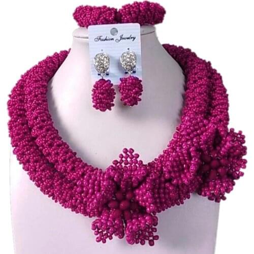 Dudo Store Fine Jewelry Sets 2 Layers Bold African Necklace For Women Beaded Flowers Costume Choker Jewellery Set Luxury 2019