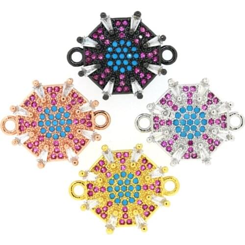 10PCS/LOT Jewelry DIY Making Bracelets Accessories Parts Cubic Zirconia Pattern Charms Crystal Connectors