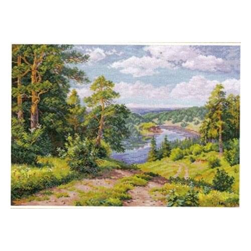 14/16/18/22/25/28CT Top Quality Beautiful Lovely Counted Cross Stitch Kit Landscape Forest Pine Tree Trees River Mountain alisa
