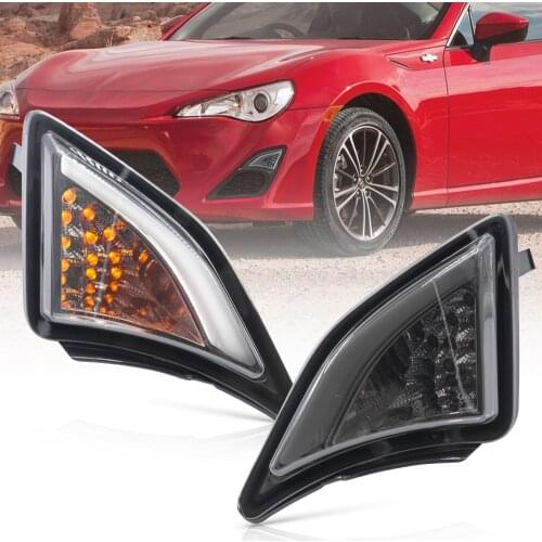 LED Corner Lamp For 13-up Toyota GT86 Scion FR-S Front Bumper Turn Signal Amber DRL Running Positon Light White Smoke Lens 2pcs
