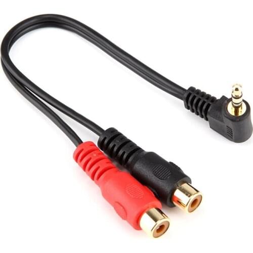 3.5mm Male Plug Right Angled to Dual RCA Female Adapter Audio Y Cable New 0.2m