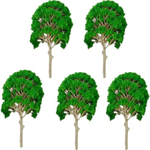 5pcs Model Tree 15cm Green Train Railroad Architecture Diorama HO Scale for DIY Crafts or Building Models
