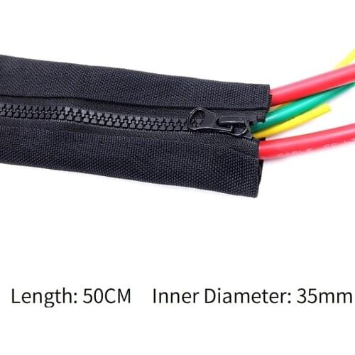 Zipper Cable Sleeve 35mm Flexible Nylon Cable Sock Harness Line Sheath Organizer 50CM Wire Wrap Management Cord Hider Protection