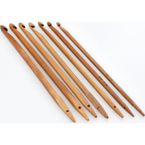 7pcs/set Bamboo Knitting Needles Crochet Hooks Mix Size 3.5-6.5mm Women DIY Knitting Handmade Needle Craft Tools Accessories