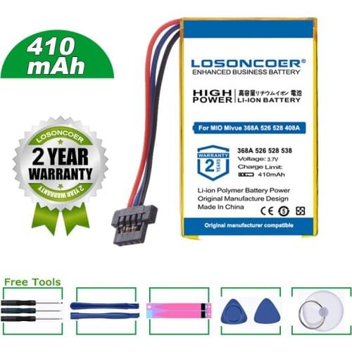 LOSONCOER Battery 410mAh For DVR MIO Mivue 368A 526 528 536 568 408A 518 538 658 668 680 688 618 Mio Mivue 698 772 Battery