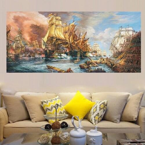Battle at sea landscape Full SquareRound Drill 5D Diy diamond Painting mosaic Diamond diamond Embroidery needlework DecorZP-3446