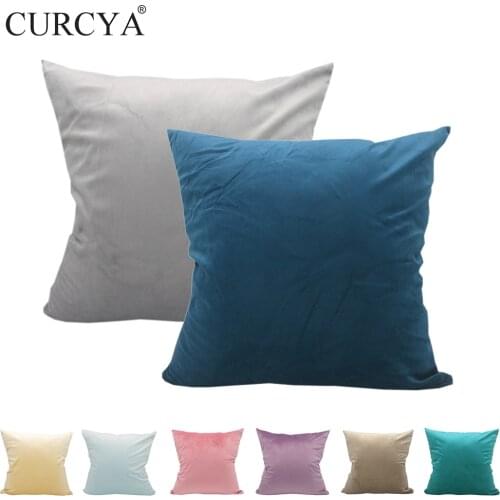 CURCYA Decorative Soft Velvet Throw Pillow Covers Solid Plain Large Sofa Cushion Case Big Housse De Coussin Cozy Pillowcase