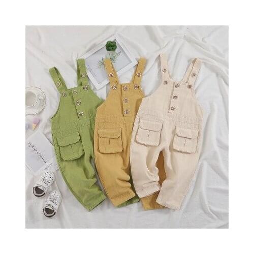 Childrens Overalls 2020 Autumn New Baby Boys and Girls Fashion Suspender Pants Kids Fashion Solid Overalls Girl Jeans 1-4 Year