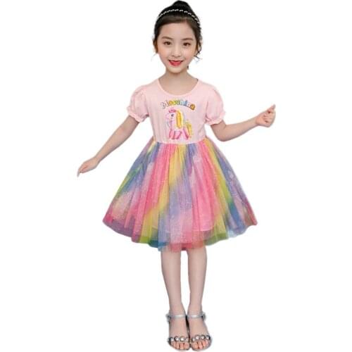 Girls Princess Dress Costumes Rainbow Outfit Children Kids Children Party Dress Girls Clothing For 3-10 Years