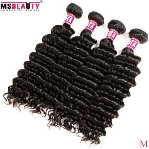 Deep Wave Hair Bundles 100% Remy Hair Bundles Msbeauty Indian Human Hair Weave Extensions 1/3/4 Bundles Can Buy Natural Black