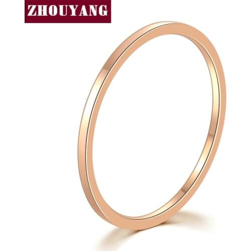 ZHOUYANG Ring For Women Simple Thin Titanium Steel 4 Color Optional Rose Gold Color Birthday Gift Fashion Jewelry R826 R829