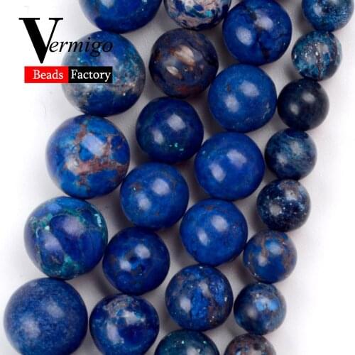 6/8/10mm Blue Sea Sediment Jaspers Turquoises Stone Round Beads For Jewelry Making Diy Bracelets Accessories