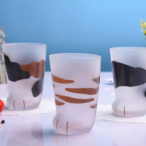 350ml Mug Heat-resistant Glass Cat Cup Tiger Paws Office Matte Cat Paws Creative Milk Coffee Cup Cute Children Drink Bottle