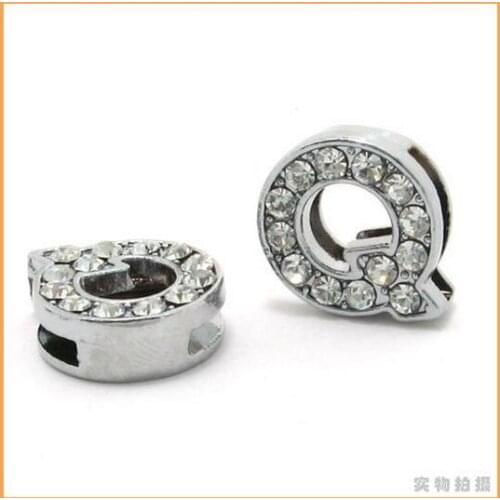 FASHIONAL! 8mm 50pcs *Q* Slide letters Wear letters Fit Wristbands or Pet Collar DIY Accessories