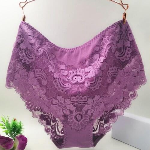 2021 New 2Pcs/lot Sexy Lingeries Briefs Women Underwears Cotton Lace Intimates Plus Size 6XL 7XL High Waist Ladys Panties