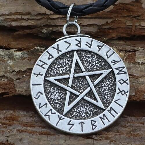 New arrival Norse Mythology Viking Pentagram Runes Metal Pendant Runes Necklace Jewelry