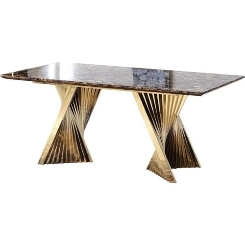 Northern European design of marble dining table stainless steel titanium household dining table and chair combination