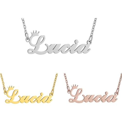 Custom Name Necklace Crown Personalized Nameplate Necklace Letter Women Girl Laura Lisa Lucy Molly Ruby Molly Birthday Jewelry