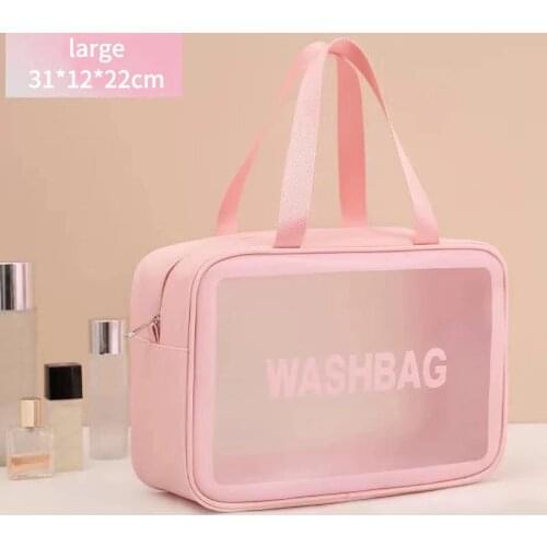 PU Women Travel Storage Bag Toiletry Organize Waterproof PVC Cosmetic Bag Portable Transparent MakeUp Bag Female Wash Bag