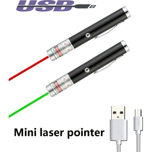 Portable mini laser pointer usb rechargeable high power red dot green laser pointer 532nm continuous ray funny cat toy