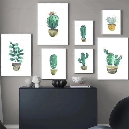 Botanical Watercolor Canvas Art Picture Plant Cactus Print Poster Minimalist Wall Art Painting Gift Living Room Home Decoration
