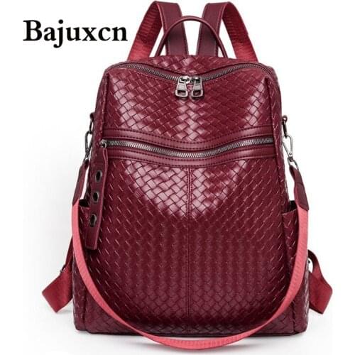 Luxury ladies Backpack 2021 new designer woven leather bags young girl school bags large multifunctional travel backpack