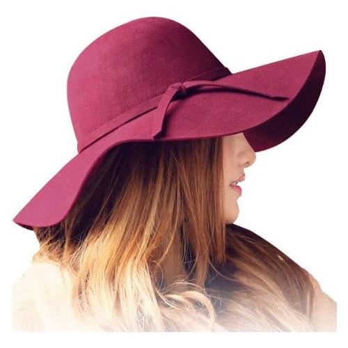 Hat Women Autumn and Winter European and American Fashion Korean Wide Woolen Hat Big Brim Hat Sun Hat Felt Hat Fisherman Hat