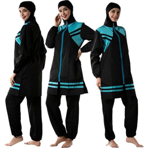Extra Long Micro Sleeves Full Burkini Muslim Swimwear M-3XL Hijab Islamic Loose Swimsuit Fashion Turkey Women tracksuit