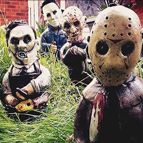 Horror Movie Garden Gnome Garden Decoration Personalized Ornaments Festival Halloween Yard Farm Pool Garden Decoration Outdoor H