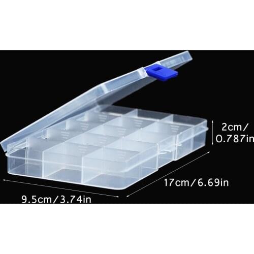 WLYeeS 15 Grids Adjustable Jewelry beads Storage Box Plastic Transparent Compartment Container Case Container Home Supplies Box
